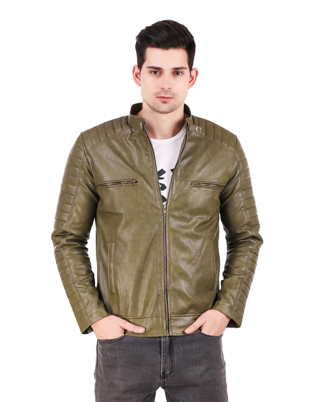 ジャケット・アウター todayful ECO LEATHER OVER JACKET olive todayful ECO LEATHER OVER JACKET olive Olive Green Leather