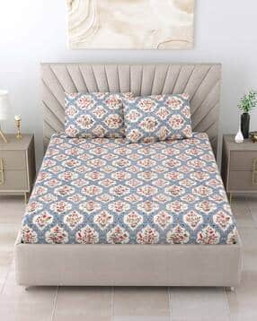 rrc 144 TC Floral Print Double Bedsheet with Pillow Covers-picture-24