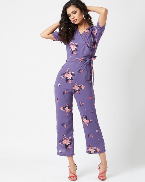 Floral Print Waist Tie-Up Jumpsuit