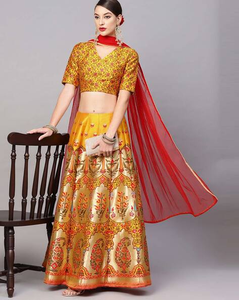 Indian Print Lehenga Choli Dupatta