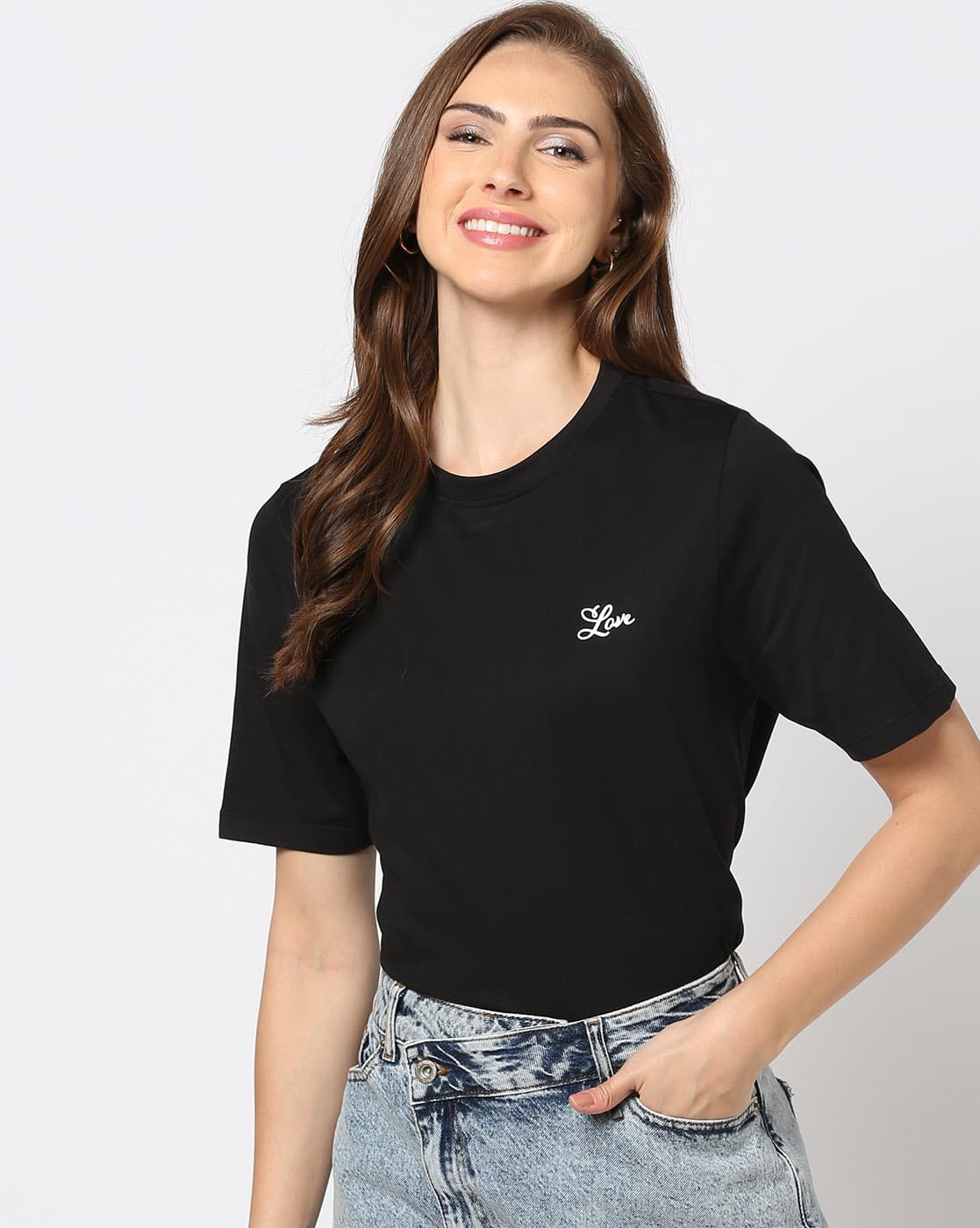 Buy Jet Black Tshirts for Women by RIO BASIC Online | Ajio.com