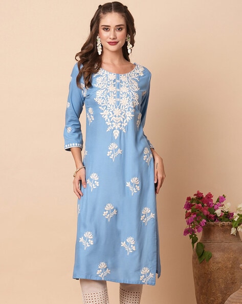 Blue Kurtas for Women by Fashor Online | Ajio.com