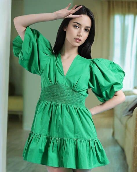 Women V-Neck Empire Dress