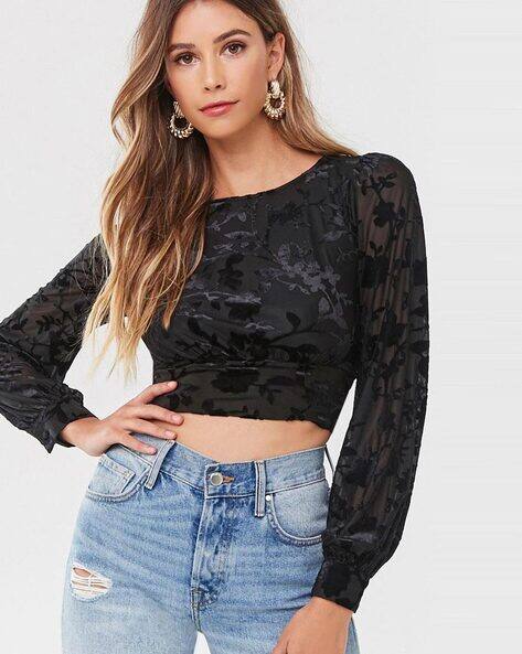 Crop Top with Floral Pattern