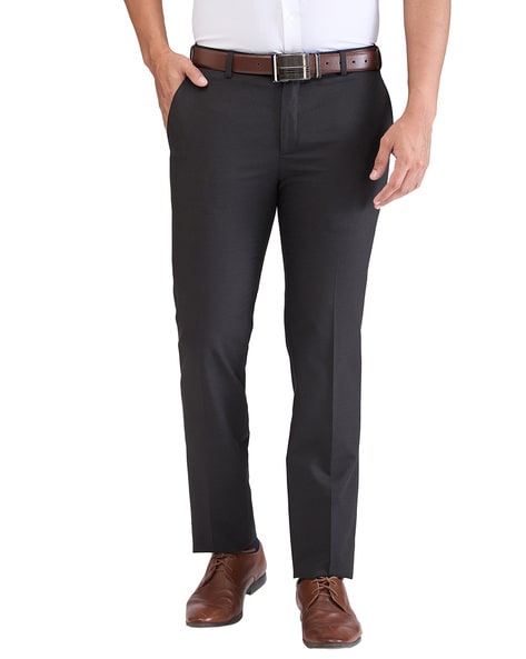 Raymond Men Slim Fit Flat-Front Trousers