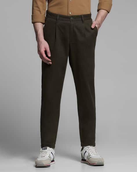 Jack & Jones Men Relaxed Fit Pleated Trousers With Insert Pockets