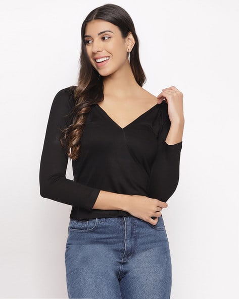 V-Neck Top with 3/4th Sleeves