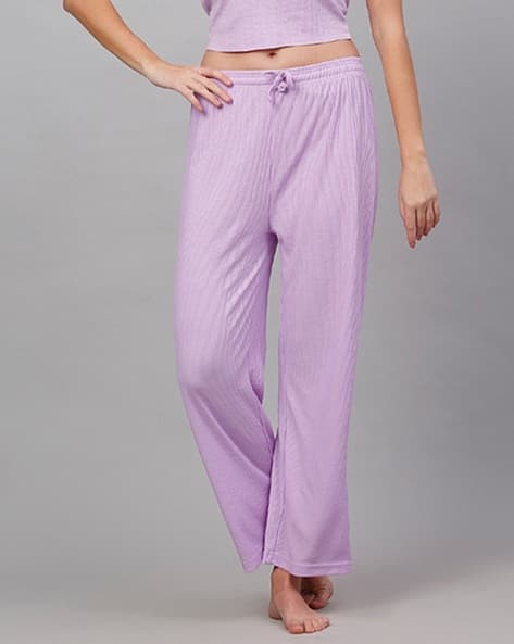 Nightwear Purple Pajama Bottoms Women Straight Fit Pyjamas - Main Image