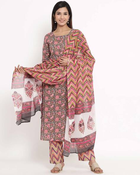 Floral Print Straight Kurta Set