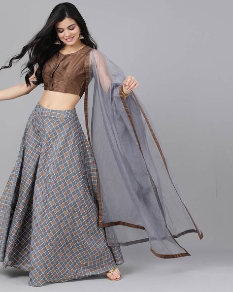 Checked Flared Lehenga Choli Set