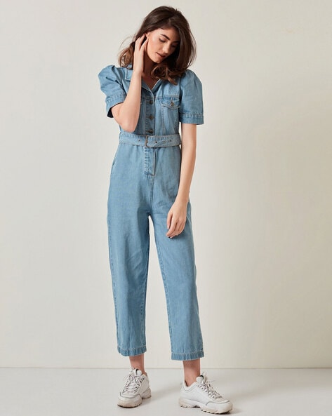 Denim Jumpsuit with Belt