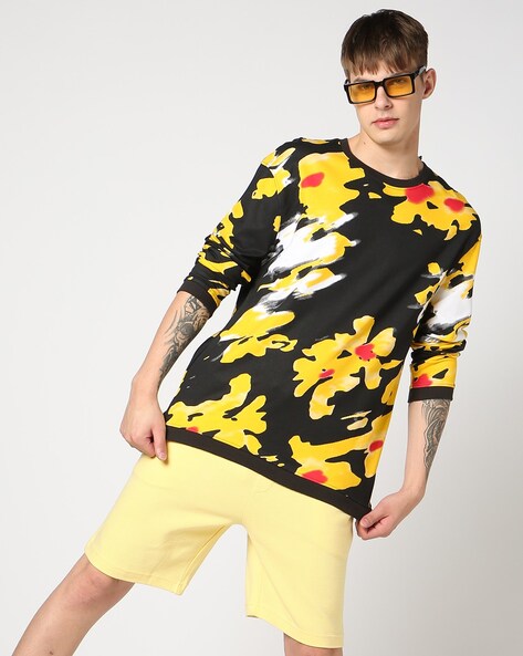 Men Printed Oversized Crew-Neck Sweatshirt