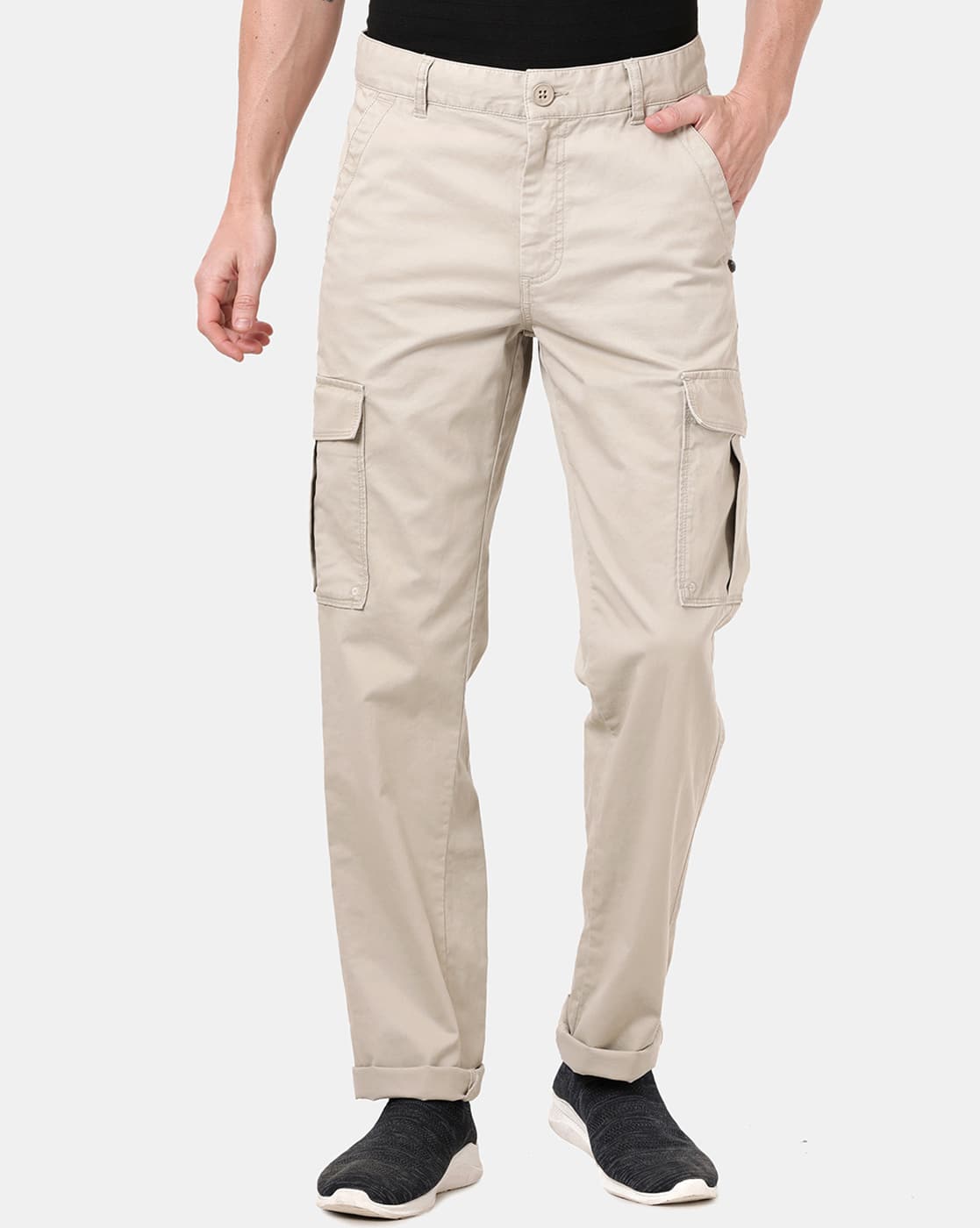 Buy Cream Trousers \u0026 Pants for Men by T-Base Online | Ajio.com