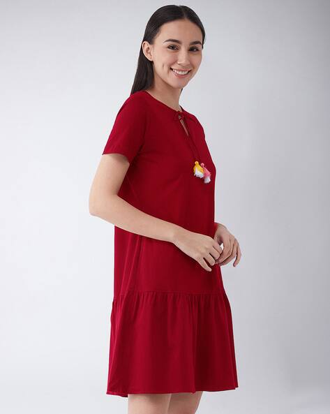 Buy Maroon Nightshirts&Nighties for Women by MISS CHASE Online - Main Image