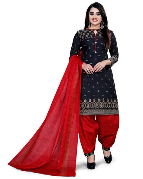 Dress Material Black And Red Suit Salwar Georgette Black And Red
