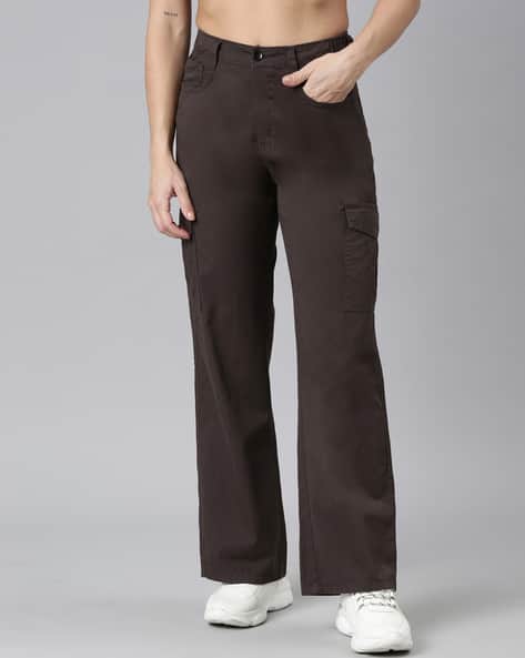 Women Flat-Front Straight Fit Cargo Trousers