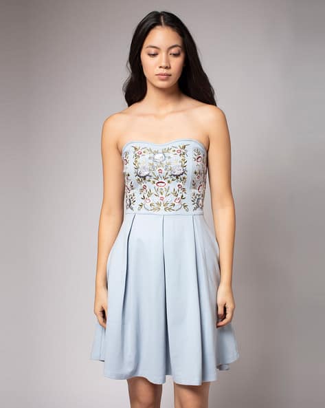 Buy Cover Story Floral Embroidered Skater Dress Online | Ajio.com