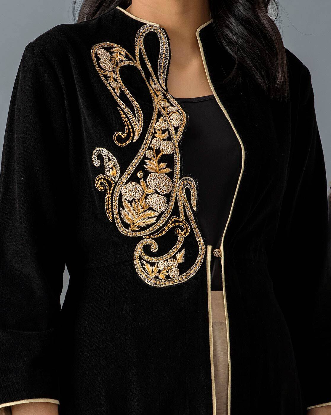 todayful Embroidery Velour Jacket36 Black Velvet Embroidered