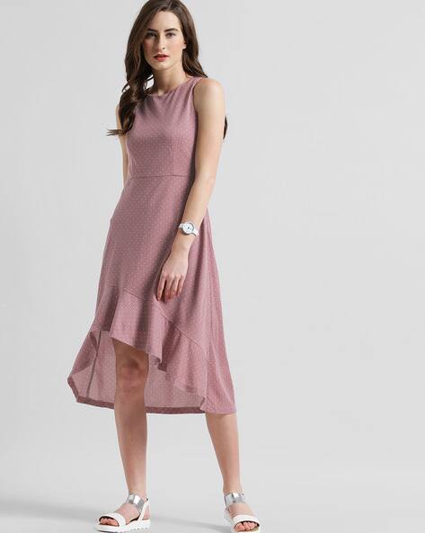 Zink London Polka-Dot Sheath Dress with Ruffled Panel