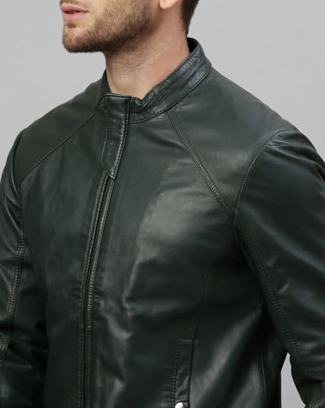 Metallic Jacket Rare Rabbit Leather Jackets Zip-Front Leather