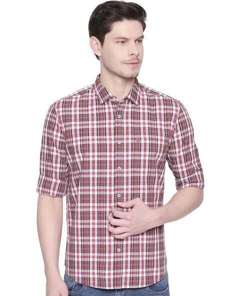 Basics Checked Slim Fit Classic Shirt