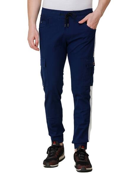 Buy Navy Blue Trousers & Pants for Men by COLVYNHARRIS JEANS 