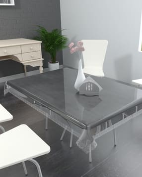 Silver Border PVC Transparent 8-Seater Waterproof Table Cover 90" x 60"-image-17