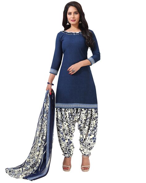 Crepe Printed Unstitched Salwar Suit Material