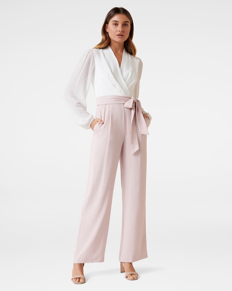 Pink white jumpsuit online