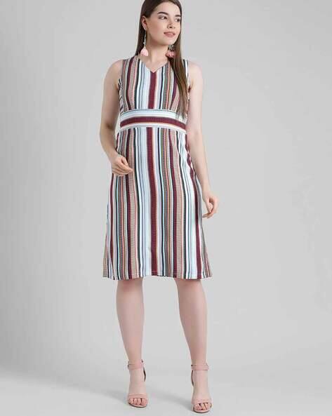 Zink London Striped Sleeveless A-line Dress