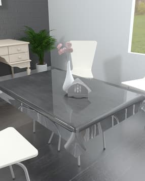 tanlooms PVC Transparent 6-Seater Waterproof Table Cover 78" x 54"-picture-37