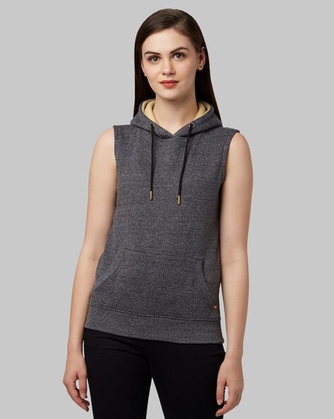 Textured Sleeveless Hoodie