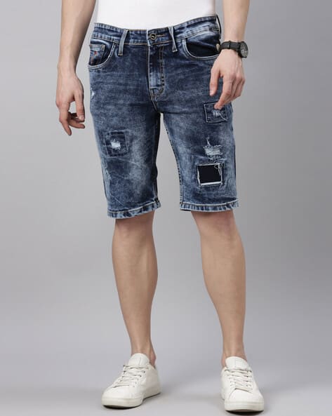 Men Flat-Front Slim Fit Denim Shorts