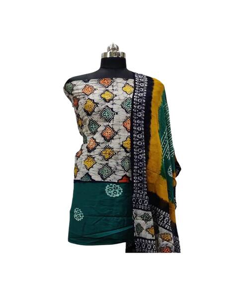 batik print dress material with chiffon dupatta Batik Print Chiffon Dupatta Dress Material at  455/piece | Chiffon Dress  Material in Ujjain