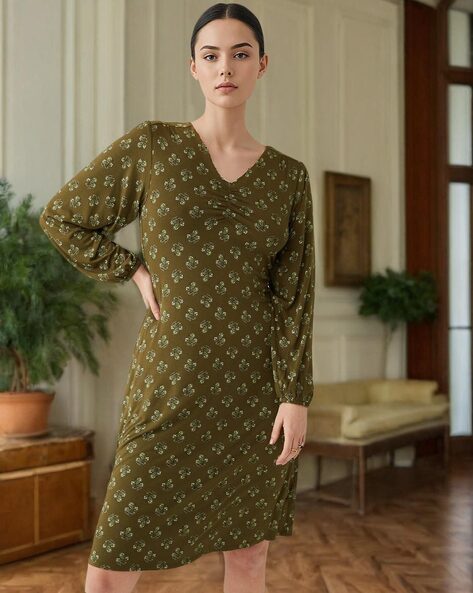 Khaki tea dress best sale