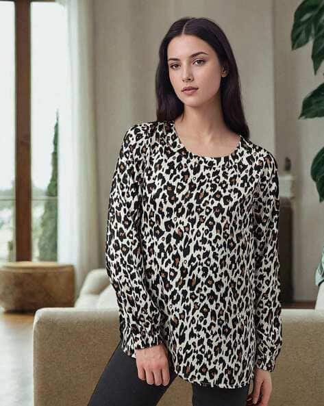 Marks & Spencer Pure Poly Animal Print Round-Neck Top