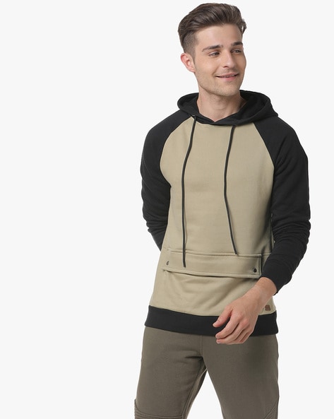 Colourblock Hoodie with Flap Pocket