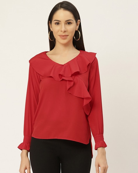 Belle Fille Ruffled V-neck Top