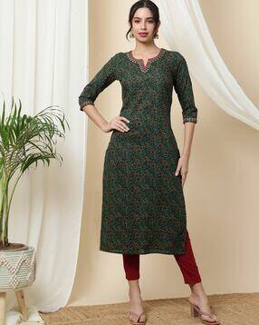 gulmohar jaipur Women Paisley Print Straight Kurta-picture-18