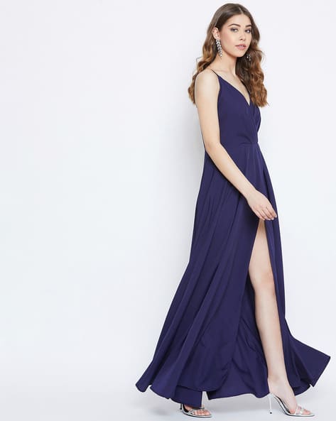 NEAU Long slit dress darknavy