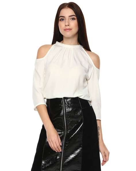 Cold Shoulder High Neck Top