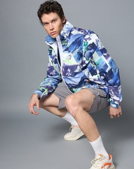 Men Printed Regular Fit Waterproof Jacket