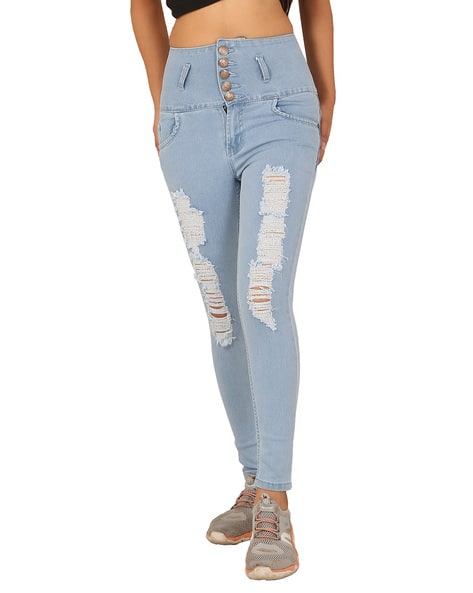 Buy Light Blue Jeans Jeggings for Women by FASHION STYLUS Online