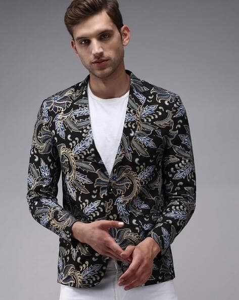 Floral Print Notched Lapel Blazer