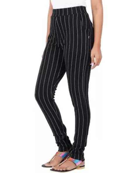 Black striped jeggings hotsell