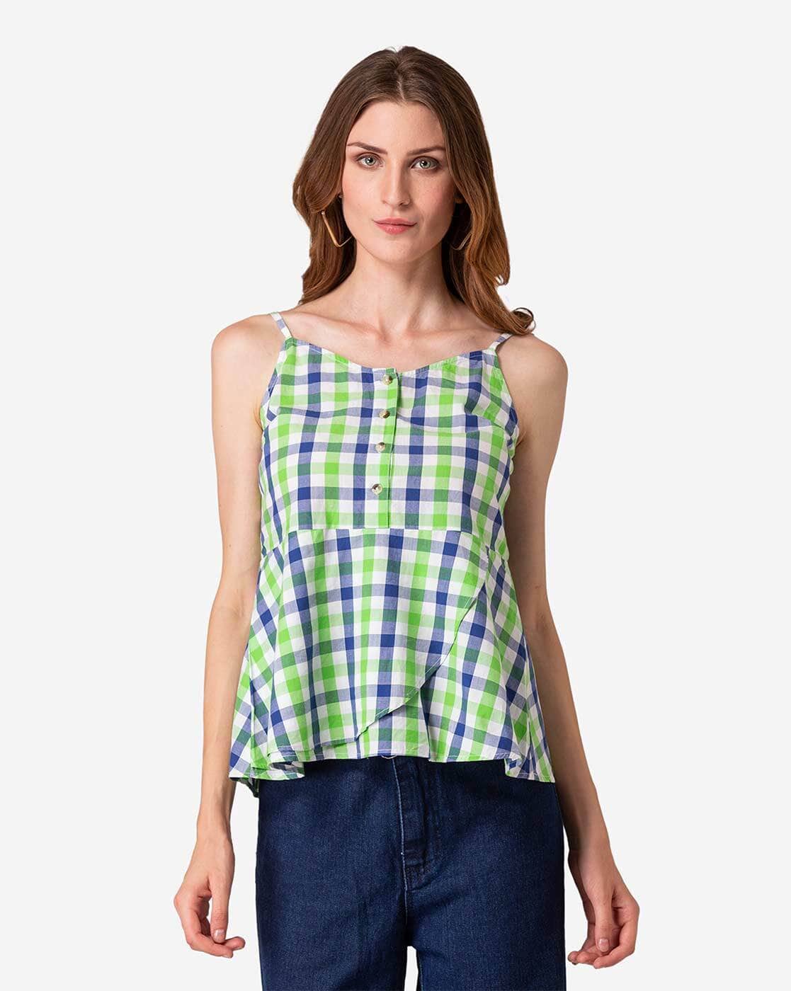 Buy Checks Tops for Women by MODRIBA Online | Ajio.com