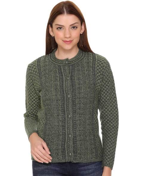 Woven Button-Front Cardigan