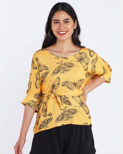 Zink London Tropical Round Neck Top