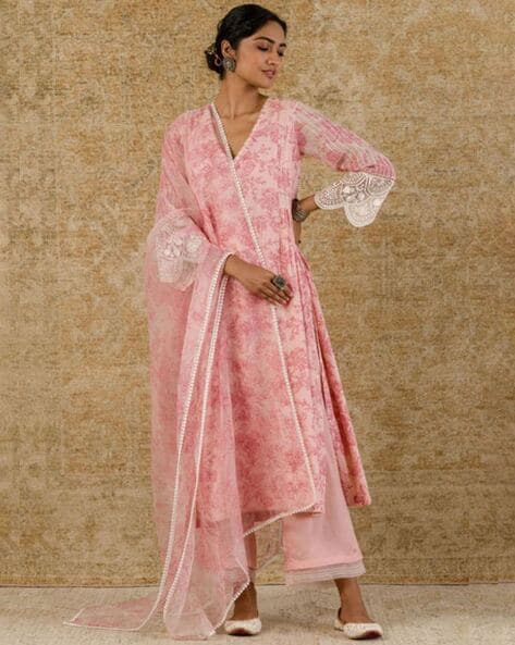 Pink Kurta Suit Sets for Women by NAVLIK Online | Ajio.com
