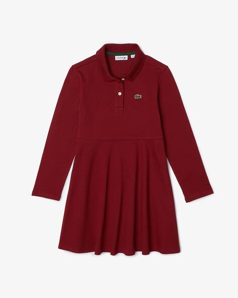 strapless open back dress Lacoste Women's Colorblock Fleece Sweatshirt Dress Bordeaux/Beige/Red EF5769 R9B